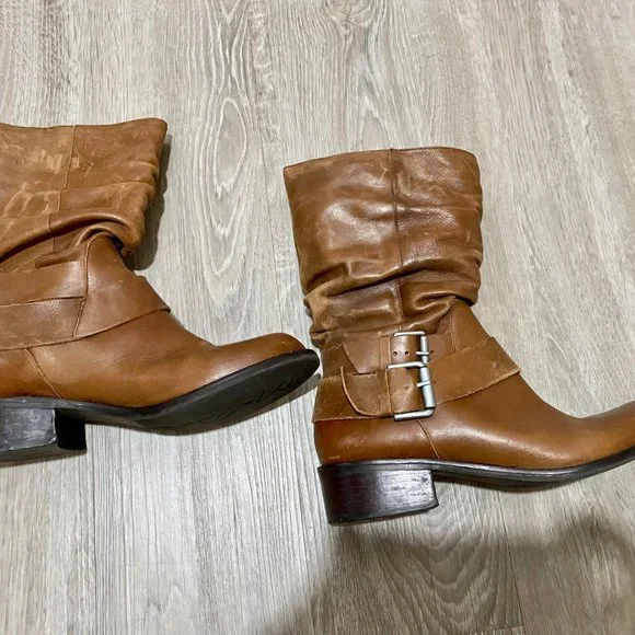 Matisse Shoes Matisse Leather Brown Combat Biker Moto Calf Buckles Slouchy Boots 7m Poshmark